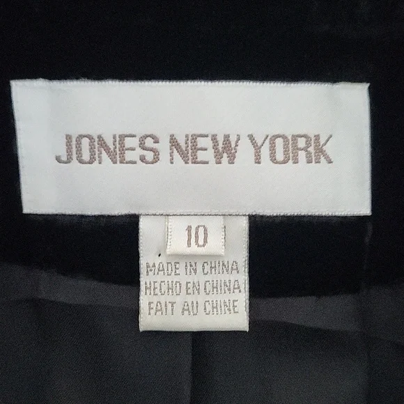 Vintage Y2K Jones New York Black Crushed Velvet Belted Jacket Sz 10 - Picture 9 of 11